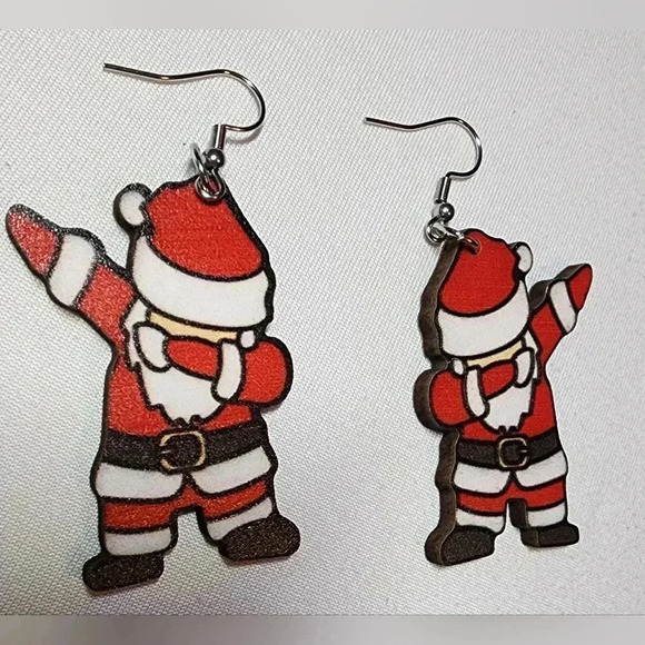 Santa Doing The Dab Wooden Earrings! - Picture 2 of 3